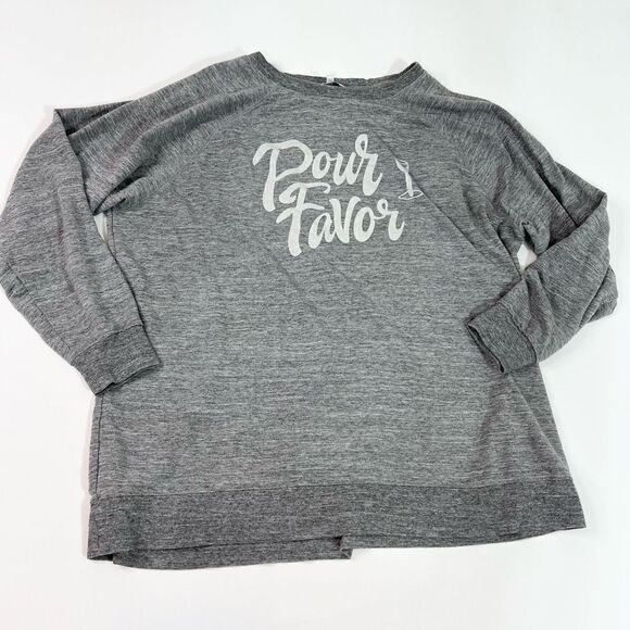 Wildfox Pullover Sweatshirt Women's XL Pour Favor Iridescent Lettering Raglan - Picture 1 of 10